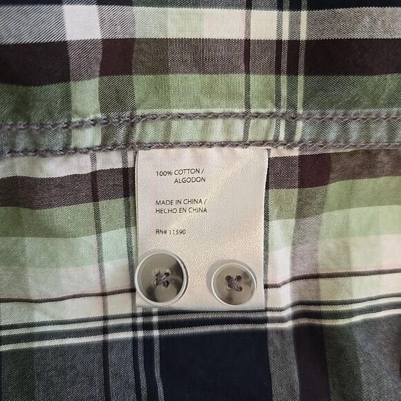 OG Weatherproof Green Navy Black White Men's Plaid XL Long Sleeve Button Up - Picture 8 of 11